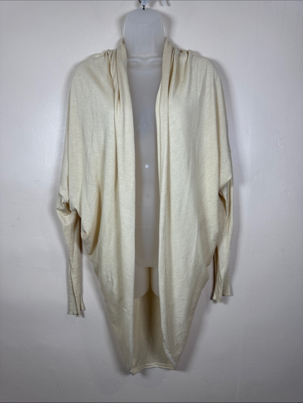 Lauren Ralph Lauren Womens Cream Open-Front Draped Cardigan L/XL Silk Blend